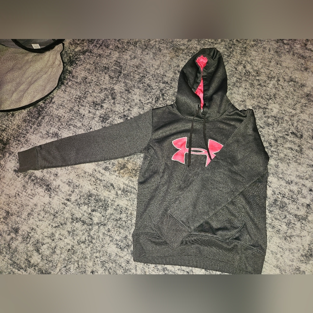 Under Armour Gray Hoodie with Pink Logo